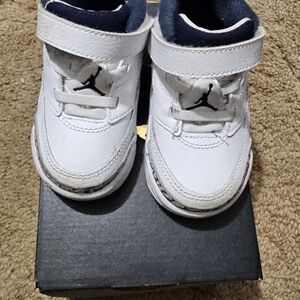 Jordan Kids White and Navy Sneakers